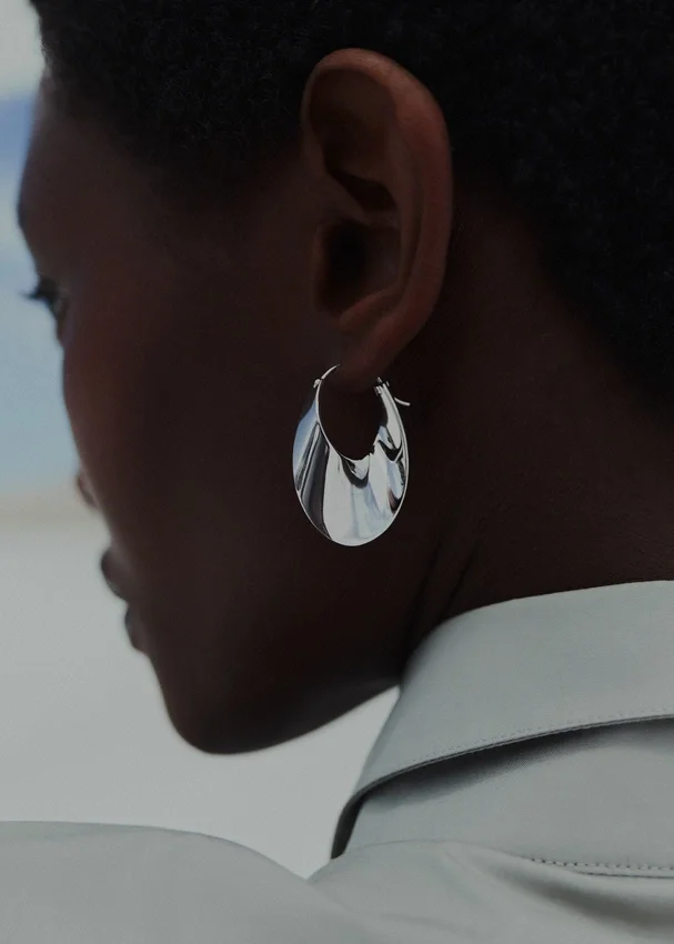 Éole Slim Hoop Earrings Edition Silver in rhodium plated brass