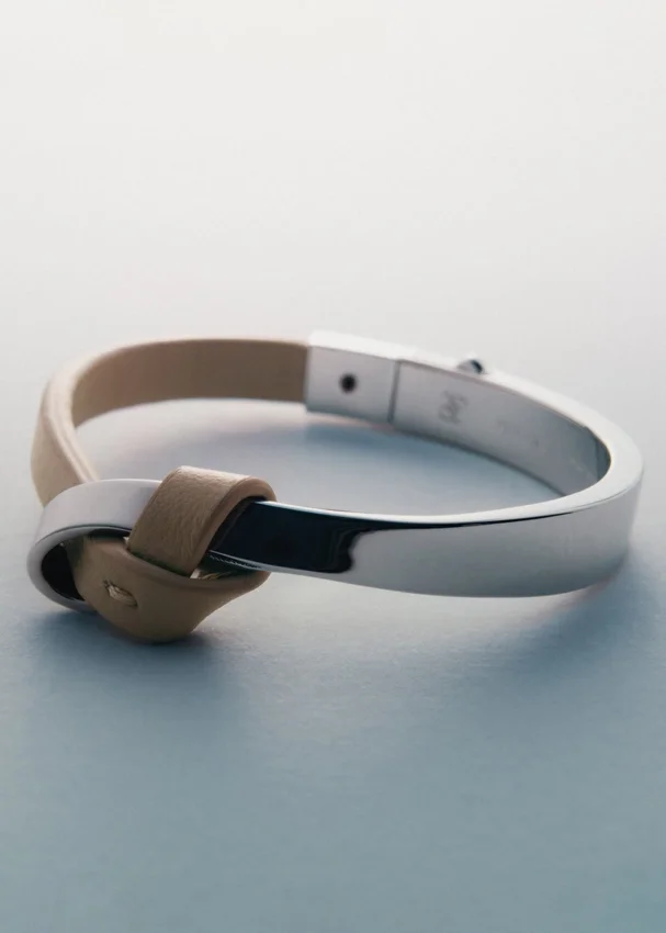Ormé Bangle Edition Silver in rhodium with Taupe Leather