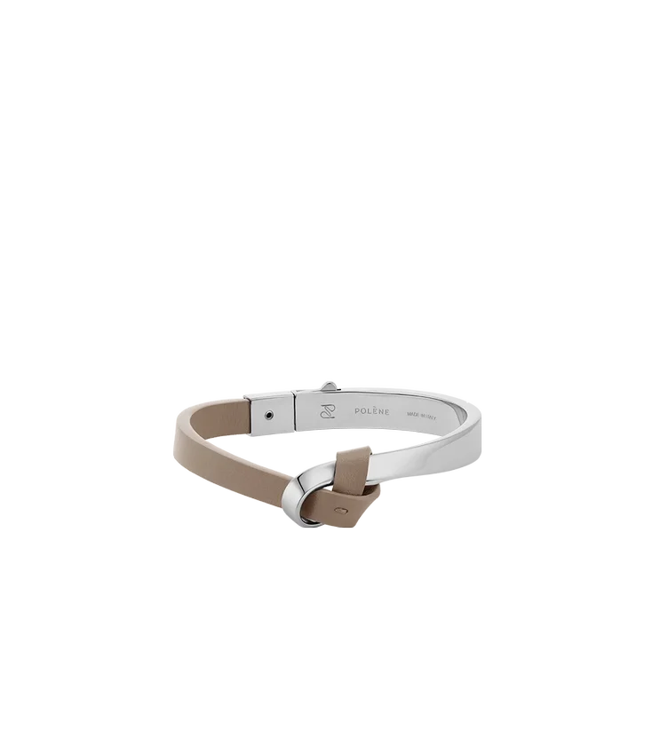 Ormé Bangle Edition Silver in rhodium with Taupe Leather