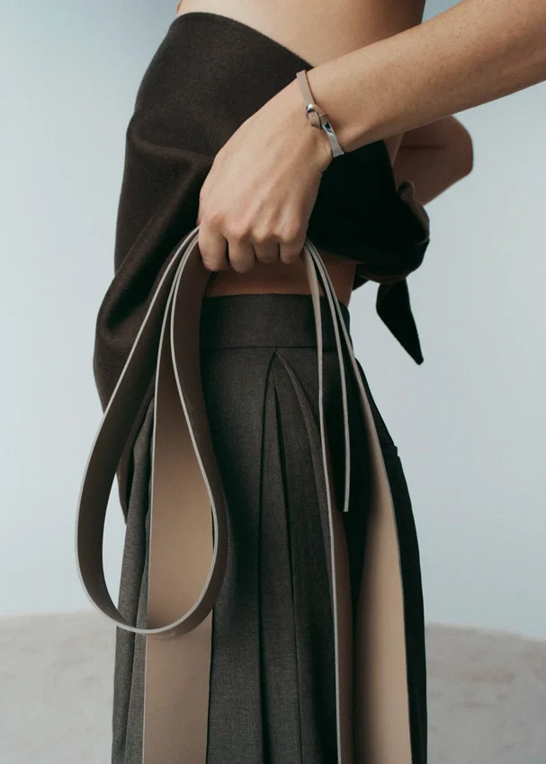 Ormé Bangle Edition Silver in rhodium with Taupe Leather