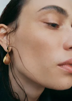 Ormé Earrings Edition Gold Gilded with Camel Leather