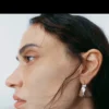 Ormé Hoop Earrings Edition Silver in rhodium with Taupe Leather