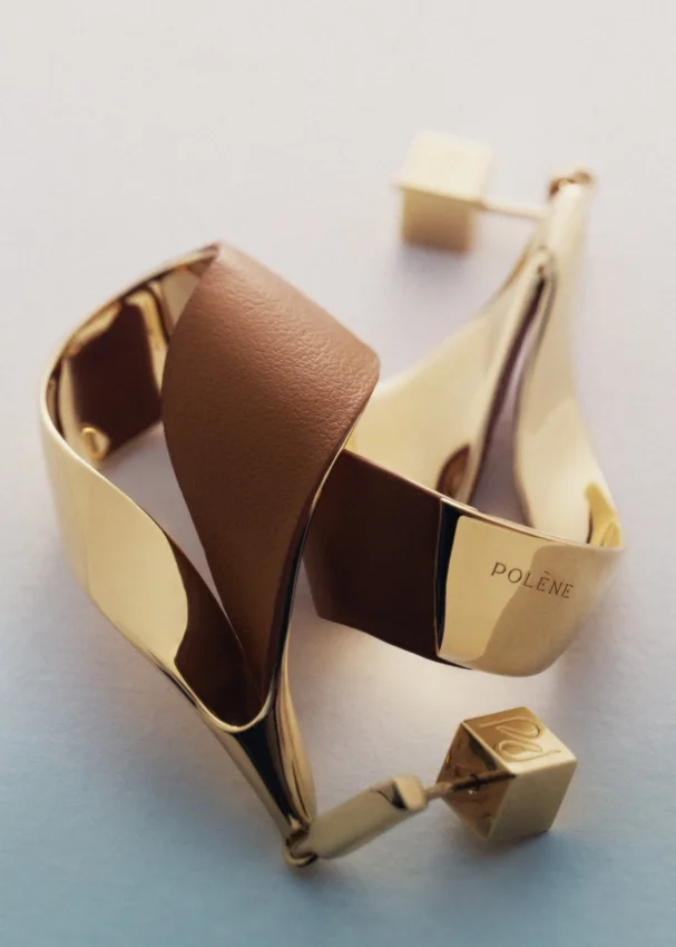 Ormé Pendant Earrings Edition Gold Gilded with Camel Leather