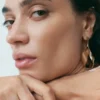 Ormé Pendant Earrings Edition Gold Gilded with Camel Leather