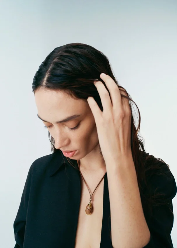 Ormé Pendant Edition Gold Gilded with Camel Leather
