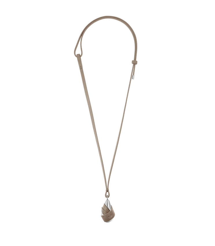 Ormé Pendant Edition Silver in rhodium with Taupe Leather