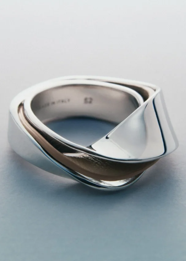 Ormé Ring Edition Silver in rhodium with Taupe Leather